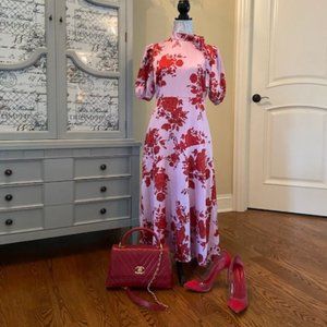 ML Monique Lhuillier Floral Midi Dress - Stunning!
